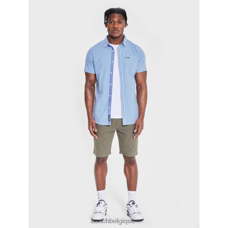 vêtements Bench chemise à manches courtes chèque bleu Hommes 042X226