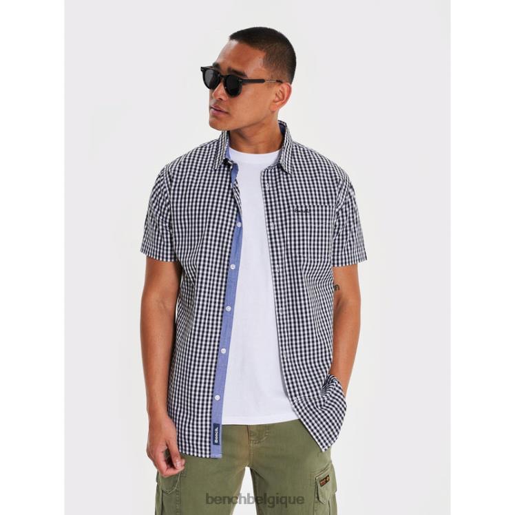vêtements Bench chemise à manches courtes chèque noir Hommes 042X232