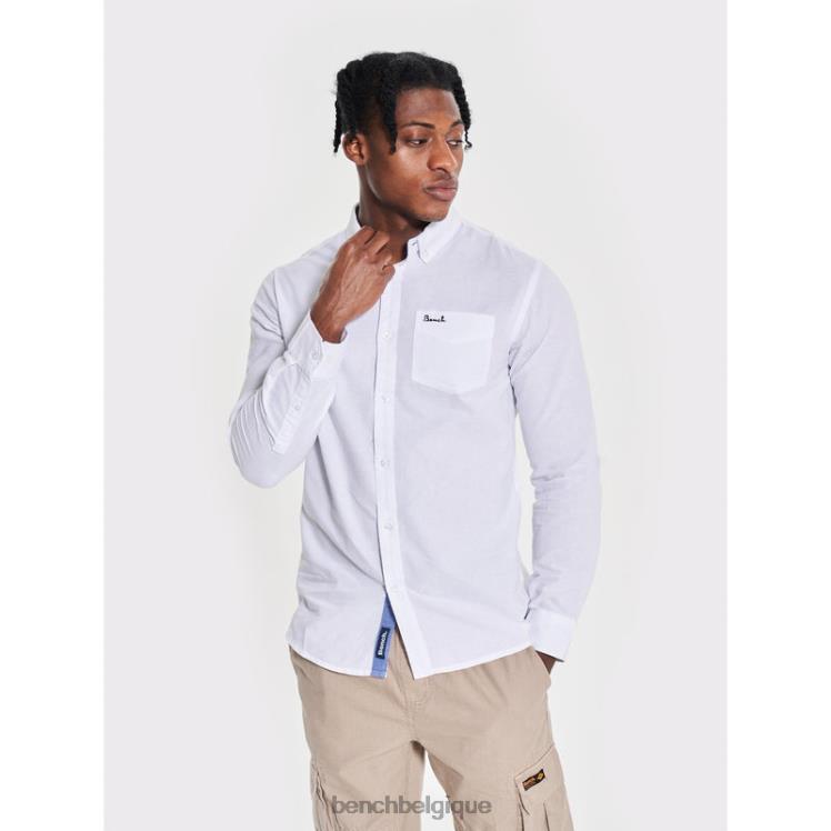 vêtements Bench chemise oxford à manches longues blanc Hommes 042X234