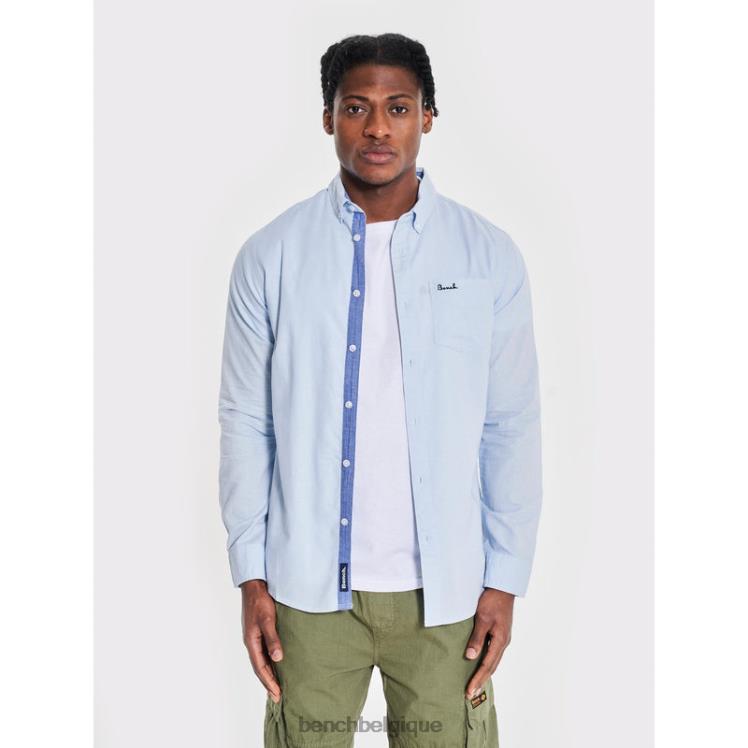 vêtements Bench chemise oxford à manches longues bleu clair Hommes 042X225