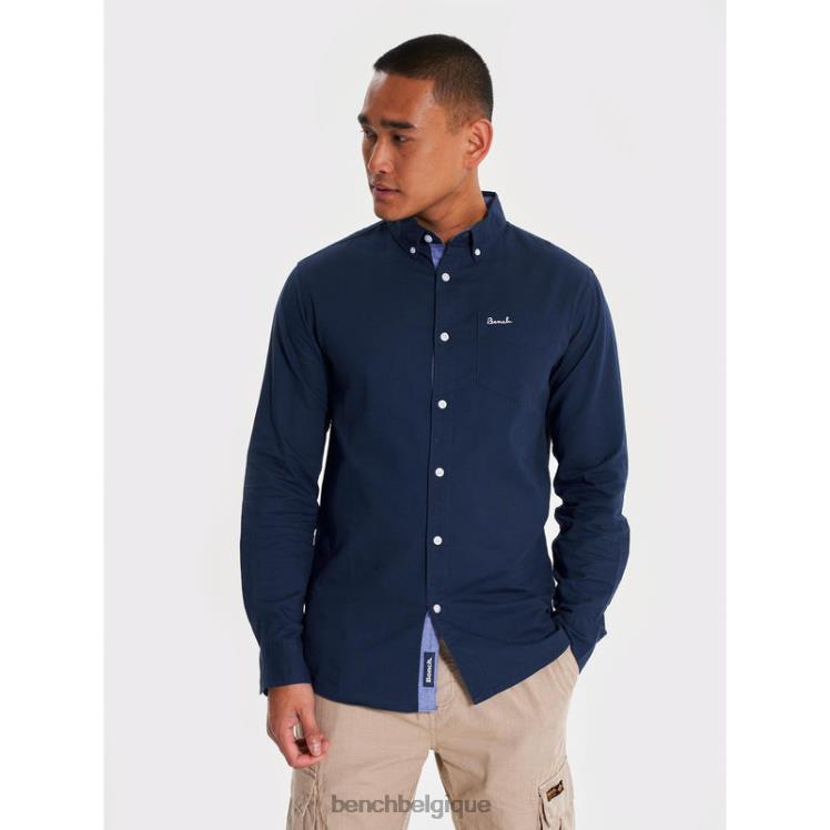 vêtements Bench chemise oxford à manches longues marine Hommes 042X224
