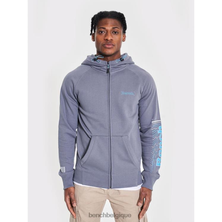 vêtements Bench sweat à capuche zippé lucian gris acier Hommes 042X261